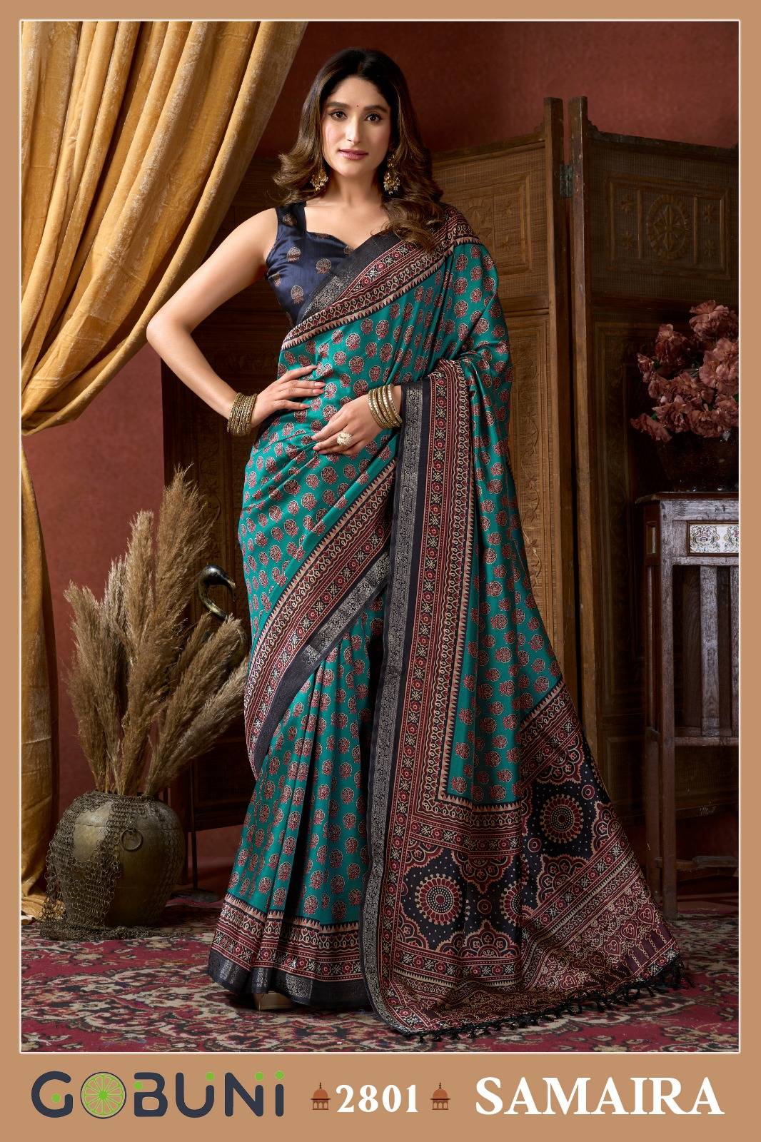 Samaira By Gobuni 2801 To 2806 Series Indian Traditional Wear Collection Fancy Colorful Party Wear Cluster Digital Saree At Wholesale Price